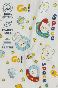 Villows Muslin 6 Layer Blanket |Brethable | 6 layer|Pack Contains 1 Blanket|100% Organic Cotton| 120 x 120 cm| White | MB38005 - 127 x 120 cm, White