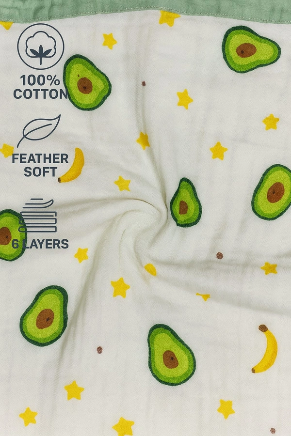 Villows Muslin 6 Layer Blanket |Brethable | 6 layer|Pack Contains 1 Blanket|100% Organic Cotton| 120 x 120 cm| White | MB38007 - 124 x 120 cm, White