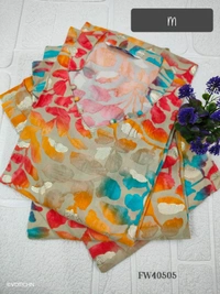 Twill Blue Muslin Kurti With Silver Zari Embrodiery FW40505 - Multi Colour, M