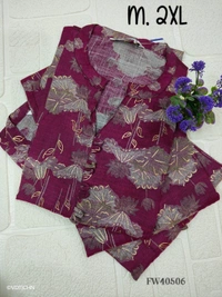 Twill Blue Muslin Kurti With Silver Zari Embrodiery FW40506 - Onion Pink, 2XL