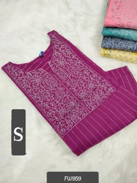 Twill Blue Muslin Kurti With Silver Zari Embrodiery FW959 - Dark Pink, S