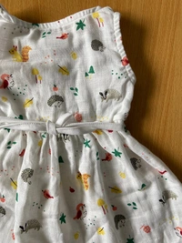 Smurf Finds Muslin Organic Cotton Frock for Baby| Half White | SMMF13805 - Half white, 1-2 Yr