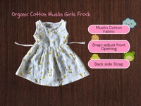 Smurf Finds Muslin Organic Cotton Frock for Baby| Half White | SMMF13805 - Half white, 1-2 Yr