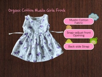 Smurf Finds Muslin Organic Cotton Frock for Baby| Half White | SMMF13804 - Half white, 1-2 Yr