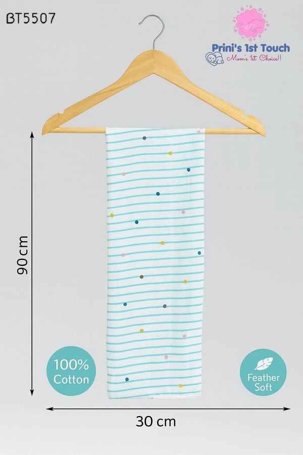 Villows Muslin Towel Small | Single layer|Pack Contains 1 Towel|100% Organic Cotton| 30 x 90 cm| Sky Blue | BT5507 - 30 x 90 cm, SkyBlue
