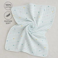 Villows Muslin Towel Small | Single layer|Pack Contains 1 Towel|100% Organic Cotton| 30 x 90 cm| Sky Blue | BT5507 - 30 x 90 cm, SkyBlue