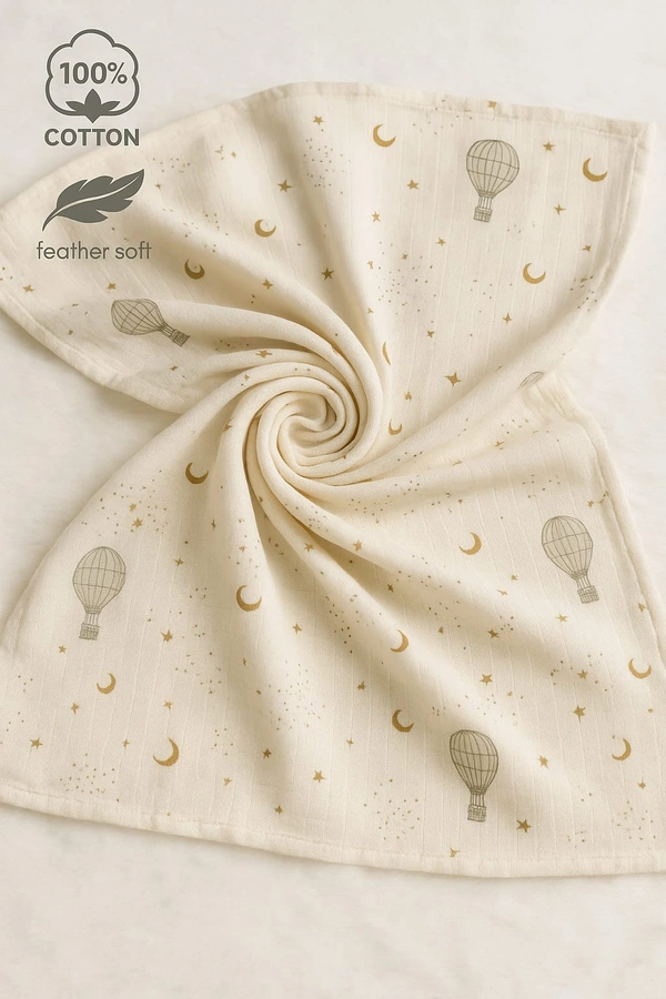 Villows Muslin Towel Small | Single layer|Pack Contains 1 Towel|100% Organic Cotton| 30 x 90 cm| Half Sandle | BT5501 - 31 x 90 cm, Half Sandle