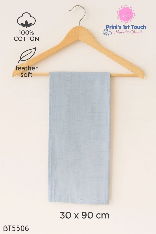 Villows Muslin Towel Small | Single layer|Pack Contains 1 Towel|100% Organic Cotton| 30 x 90 cm| Sky Blue | BT5506 - 30 x 90 cm, SkyBlue