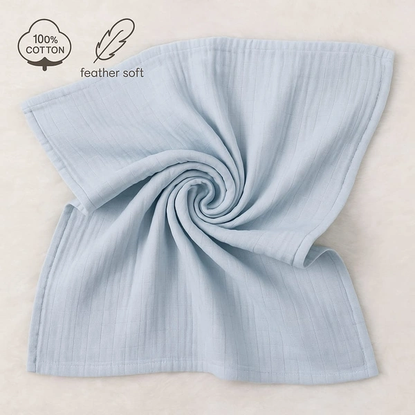 Villows Muslin Towel Small | Single layer|Pack Contains 1 Towel|100% Organic Cotton| 30 x 90 cm| Sky Blue | BT5506 - 30 x 90 cm, SkyBlue