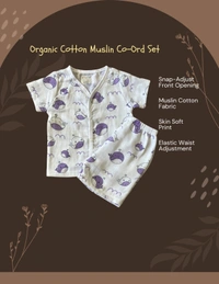 Smurf Finds Muslin Unisex Cord Set| 100% Cotton| Perferct for New Borns|Safe Prints|Pack Contains 1 Tshirt and 1 Bottom| White | SMCD13701 - 6- 9 Month, White