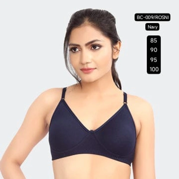 Prithvi Navy soft and comfort fabric Back Closure - hook and eye, Non padded, BC-009/ROSNI - 100, Navy