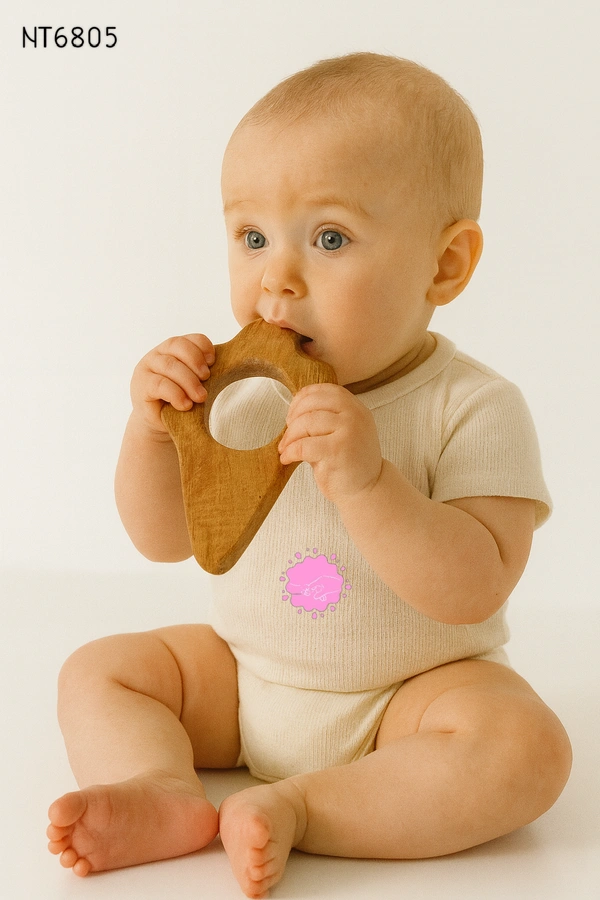 Villows Neem Teether Ice Cream Shape|Pack of 1| 100% Neem Wood| Safe for Babies | NT6805 - 3+ mon, Assorted