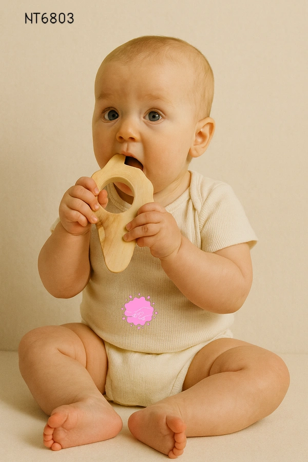 Villows Neem Teether Ice Cream Shape|Pack of 1| 100% Neem Wood| Safe for Babies | NT6803 - 3+ mon, Assorted