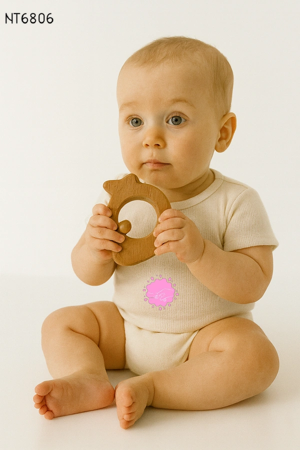 Villows Neem Teether Mango Shape|Pack of 1| 100% Neem Wood| Safe for Babies | NT6806 - 3+ mon, Assorted