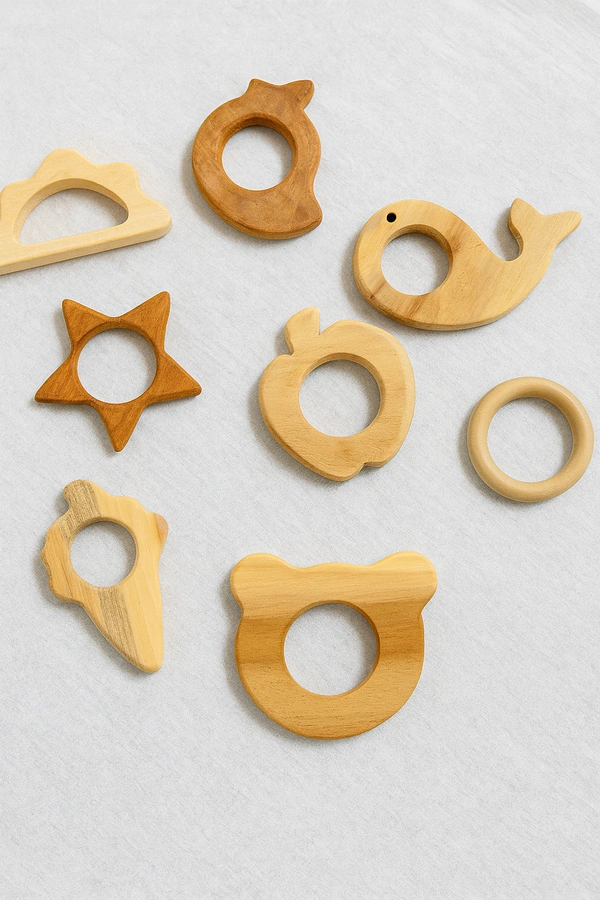 Villows Neem Teether Dolphin Shape|Pack of 1| 100% Neem Wood| Safe for Babies| Sandal | NT6801 - 3+ mon, Assorted