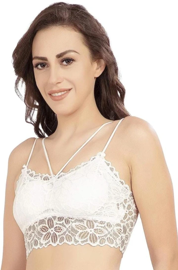 Villows Netted Removable Pads Soft Bra 478 - White, One Size