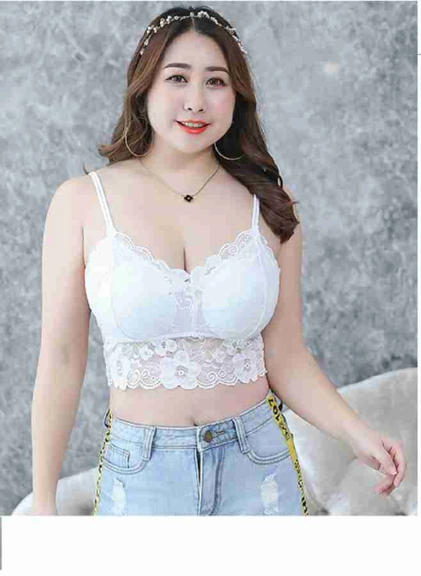 Villows Non Wired Removable Pad Lace Bra - White, Free