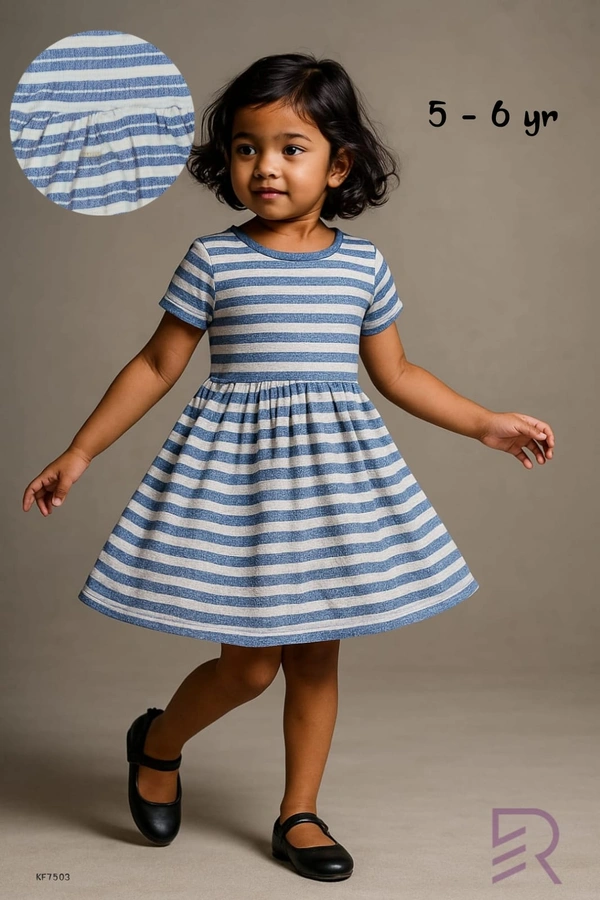 Disney Organic Cotton Crush Frock for Girls KF7503 - Blue, 5 - 6 yr