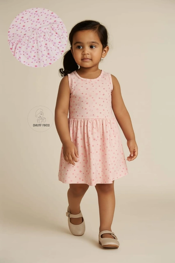 Smurf Finds Organic Cotton Frock for Girls SMF10505 - Baby Pink, 10 Yr