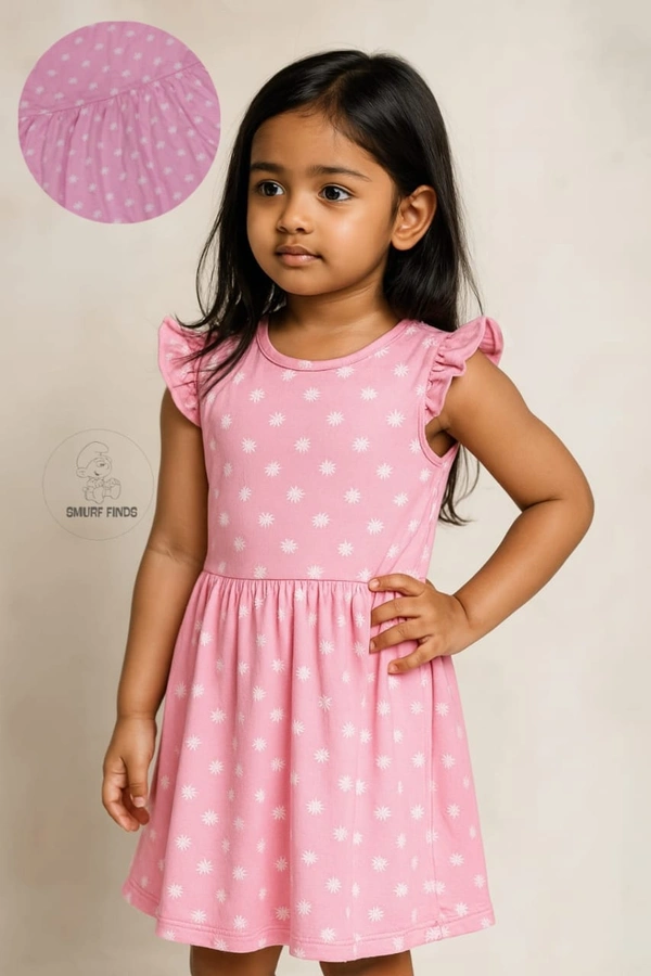 Smurf Finds Organic Cotton Frock for Girls SMF10506 - Pink, 6  Yr
