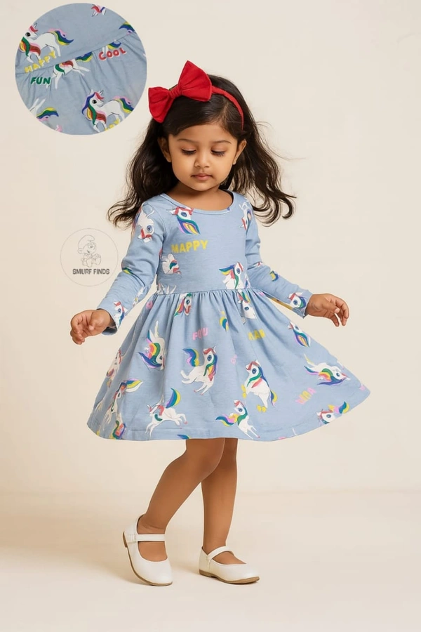 Disney Organic Cotton Frock for Girls SMF11023 - Blue, 1-2 Yr