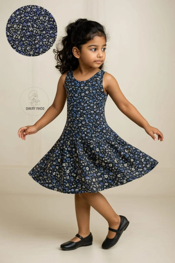 Disney Organic Cotton Frock for Girls SMF11032 - Black With Florel, 4-6 Yr