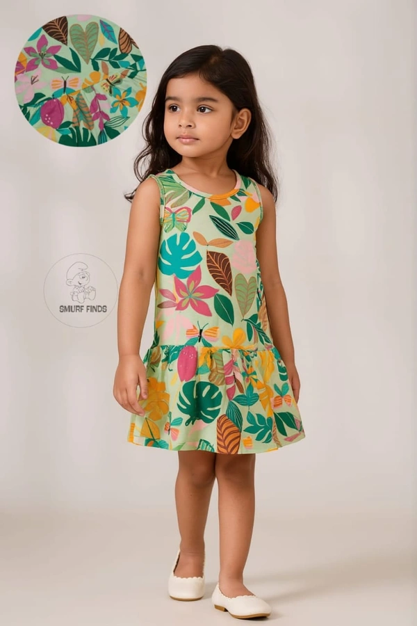 Disney Organic Cotton Frock for Girls SMF11034 - Peach Green, 4-6 Yr