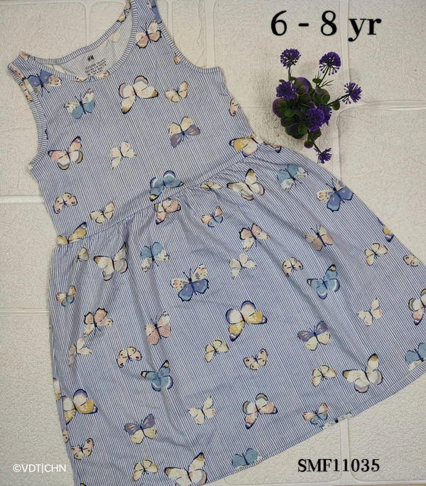 Disney Organic Cotton Frock for Girls SMF11035 - Blue, 6-8 Yr