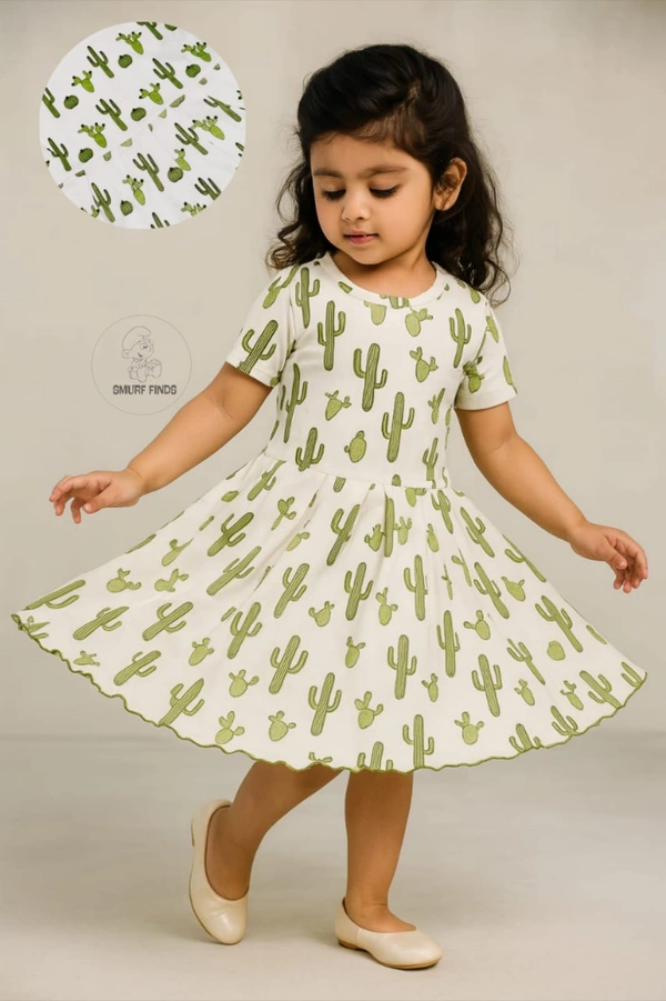 Smurf Finds Organic Cotton Frock for Girls  SMF9012 - White, 4-5 Yr