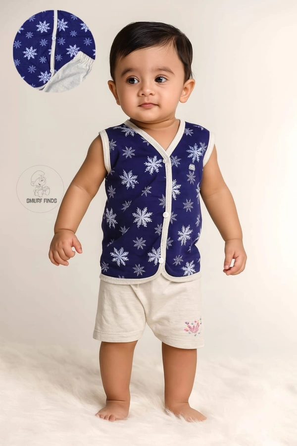 Smurf Finds Organic Cotton Unisex Cord Set| 100% Cotton| Perferct for Babies|Safe Prints|Pack Contains 1 Tshirt and 1 Bottom| Blue | SMJS6805 - 6-9 Month, Blue