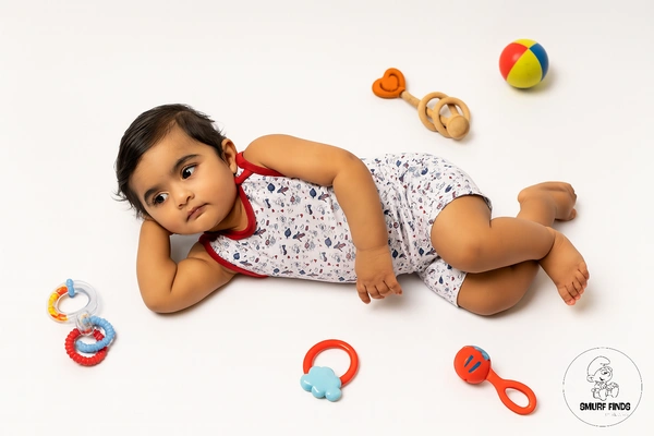 Smurf Finds Organic Cotton Unisex Jhabla's| 100% Cotton| Perferct for New Borns|Safe Prints| White| SMOJB3302 - 12-18 Month, White