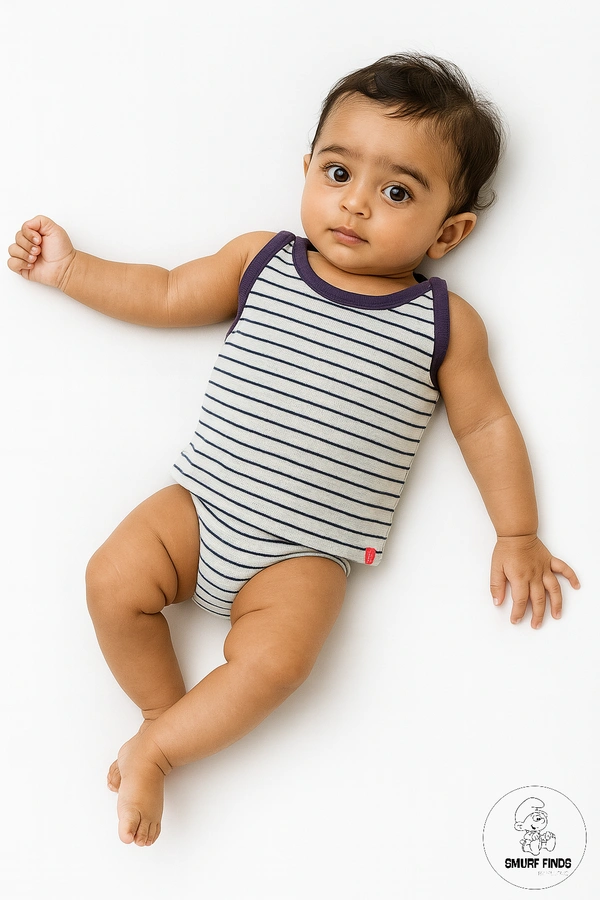 Smurf Finds Organic Cotton Unisex Jhabla's| 100% Cotton| Perferct for New Borns|Safe Prints| Ash | SMOJB3307 - 9-12 Month, Ash