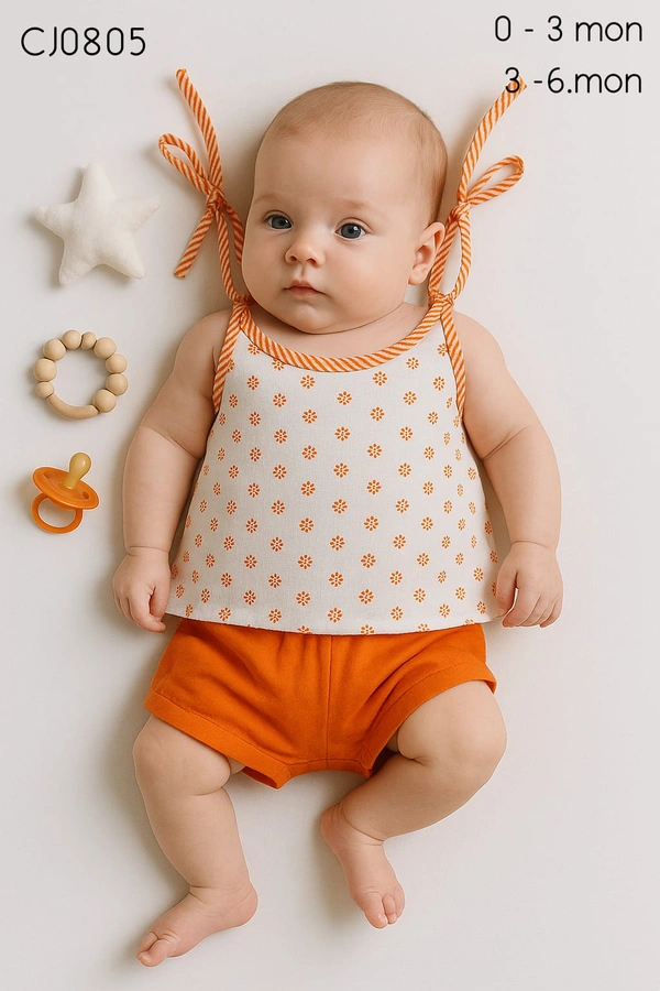 Smurf Finds Organic Cotton Unisex Jhabla's| 100% Cotton| Perferct for New Borns|Safe Prints| Orange | CJ0805 - 3-6 Month, Orange