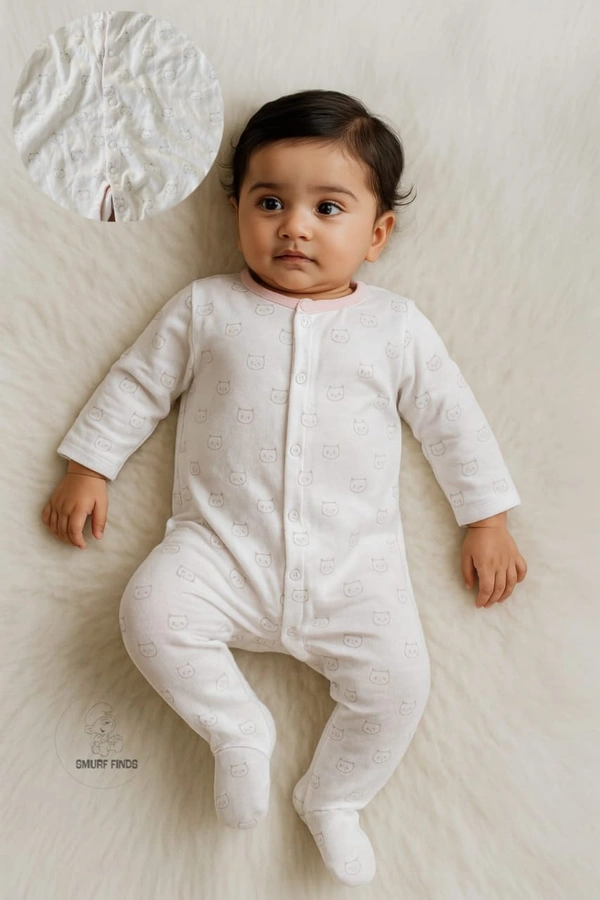 Smurf Finds Organic Cotton Unisex Rompers| 100% Cotton| Perferct for Babies|Safe Prints| White|SMLR5801 - 9-12 Month, White