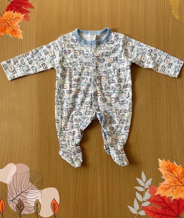 Smurf Finds Organic Cotton Unisex Rompers| 100% Cotton| Perferct for Babies|Safe Prints|Half White|SMLR5804 - 9-12 Month, Half White