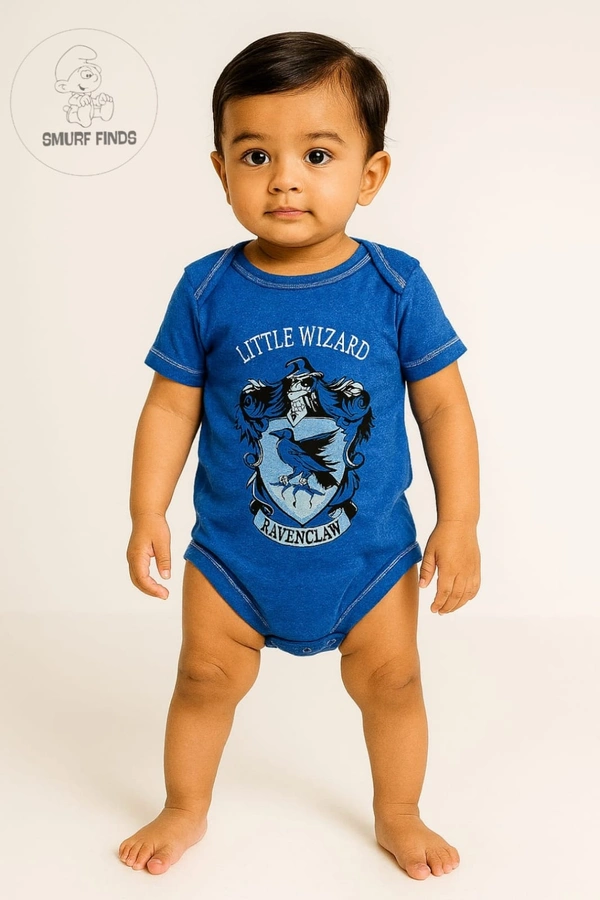 Smurf Finds Organic Cotton Unisex Rompers| 100% Cotton| Perferct for Babies|Safe Prints| Blue | SMRM42014 - 18 Month, Blue