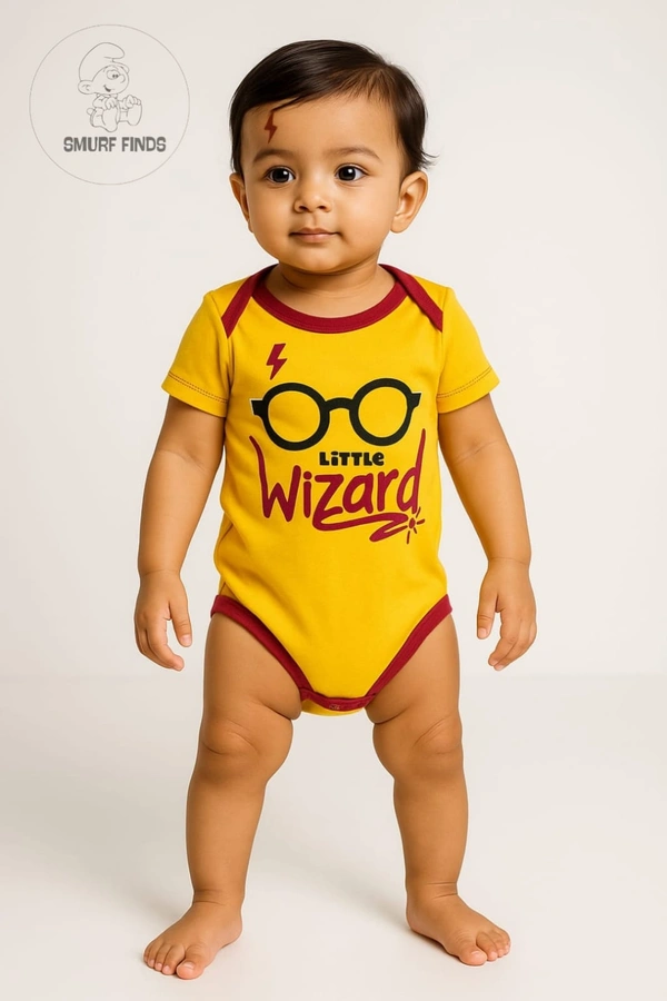 Smurf Finds Organic Cotton Unisex Rompers| 100% Cotton| Perferct for Babies|Safe Prints| Yellow | SMRM42016 - 18 Month, Yellow