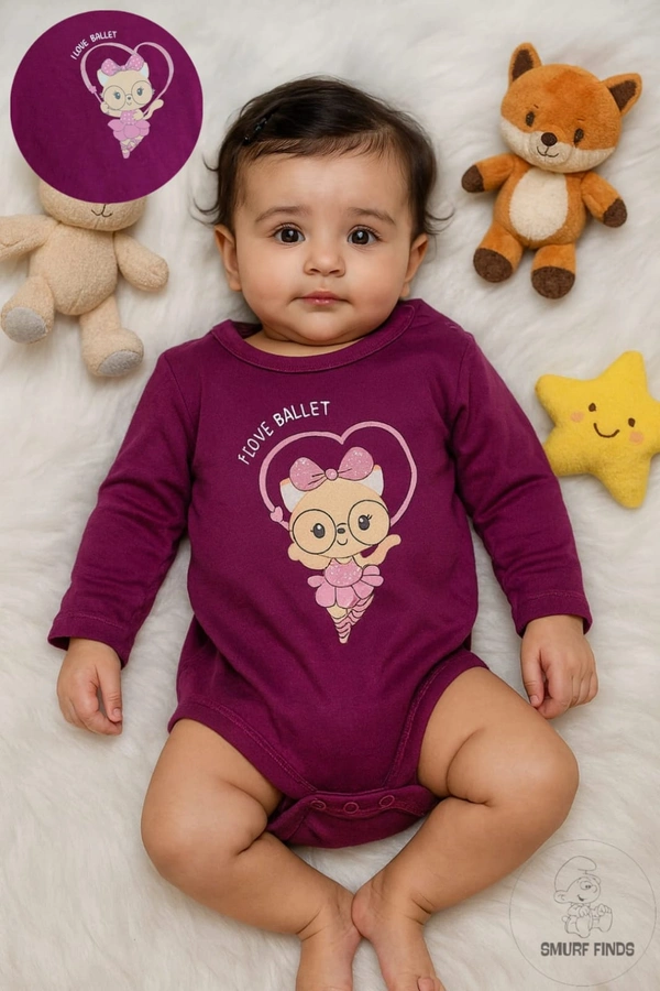 Smurf Finds Organic Cotton Unisex Rompers| 100% Cotton| Perferct for Babies|Safe Prints| Plum | SMRM59023 - 3 - 6 Mon, Plum