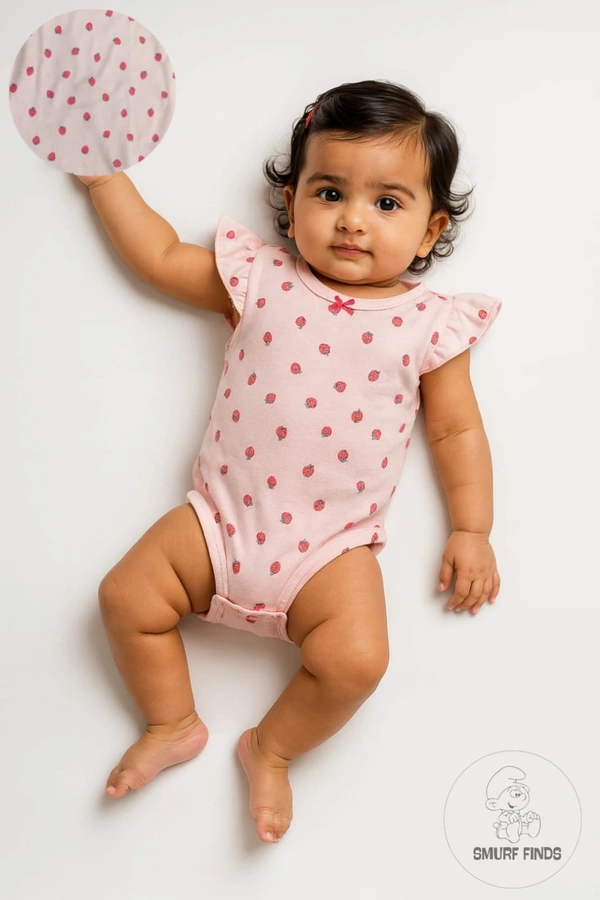 Smurf Finds Organic Cotton Unisex Rompers| 100% Cotton| Perferct for Babies|Safe Prints| Pink | SMRM59048 - 18 Mon, Pink