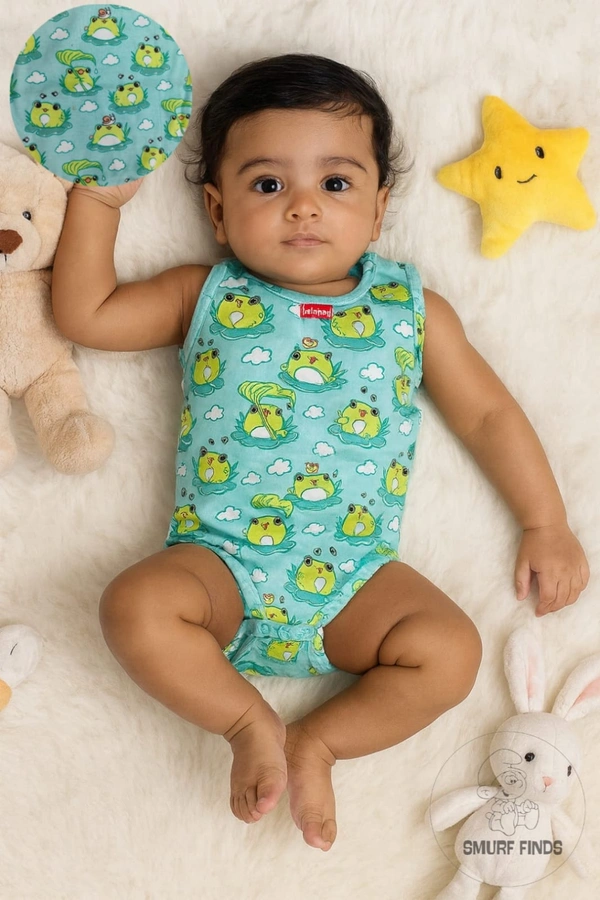 Smurf Finds Organic Cotton Unisex Rompers| 100% Cotton| Perferct for Babies|Safe Prints| Sky blue| SMRM59025 - 0 - 3 Mon, Sky Blue