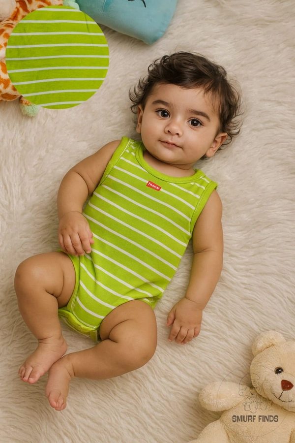 Smurf Finds Organic Cotton Unisex Rompers| 100% Cotton| Perferct for Babies|Safe Prints| Yellow | SMRM59012 - 0 - 3 Mon, Green