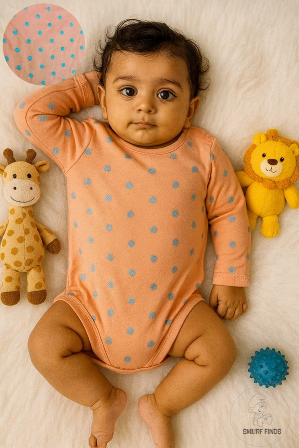 Smurf Finds Organic Cotton Unisex Rompers| 100% Cotton| Perferct for Babies|Safe Prints| Orange | SMRM59022 - 18 - 24 Mon, Orange