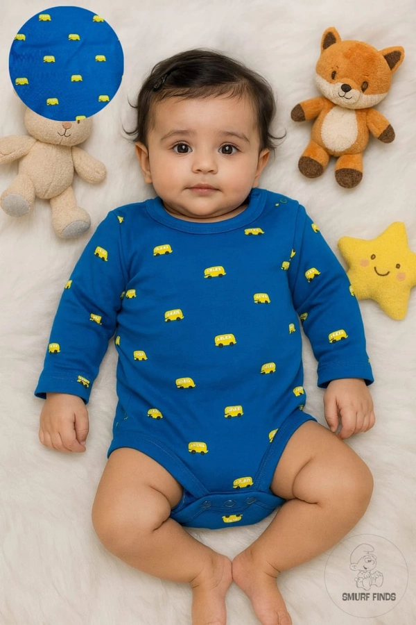 Smurf Finds Organic Cotton Unisex Rompers| 100% Cotton| Perferct for Babies|Safe Prints| Blue| SMRM59011 - 9 - 12 Mon, Blue
