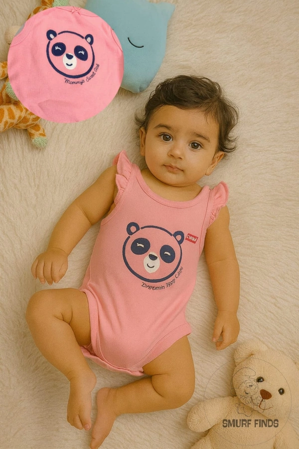 Smurf Finds Organic Cotton Unisex Rompers| 100% Cotton| Perferct for Babies|Safe Prints| Pink | SMRM59033 - 24 Mon, Pink