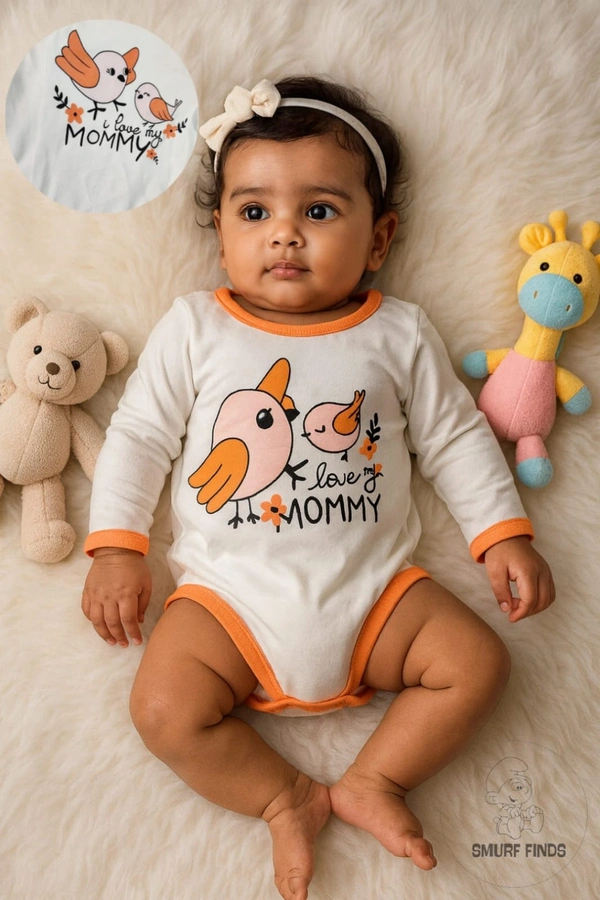 Smurf Finds Organic Cotton Unisex Rompers| 100% Cotton| Perferct for Babies|Safe Prints| White| SMRM59027 - 18 - 24 Mon, White