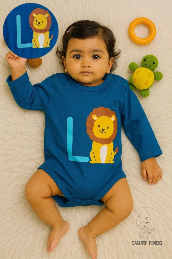 Smurf Finds Organic Cotton Unisex Rompers| 100% Cotton| Perferct for Babies|Safe Prints| Ink Blue | SMRM59043 - 6 - 9 Mon, Ink Blue