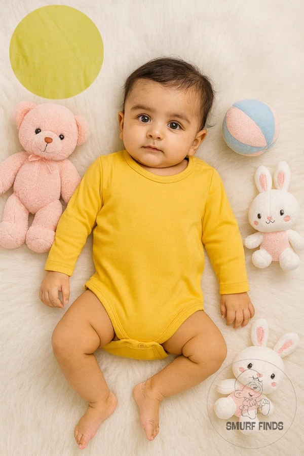 Smurf Finds Organic Cotton Unisex Rompers| 100% Cotton| Perferct for Babies|Safe Prints | Yellow | SMRM59016 - 6 - 9 Mon, Yellow