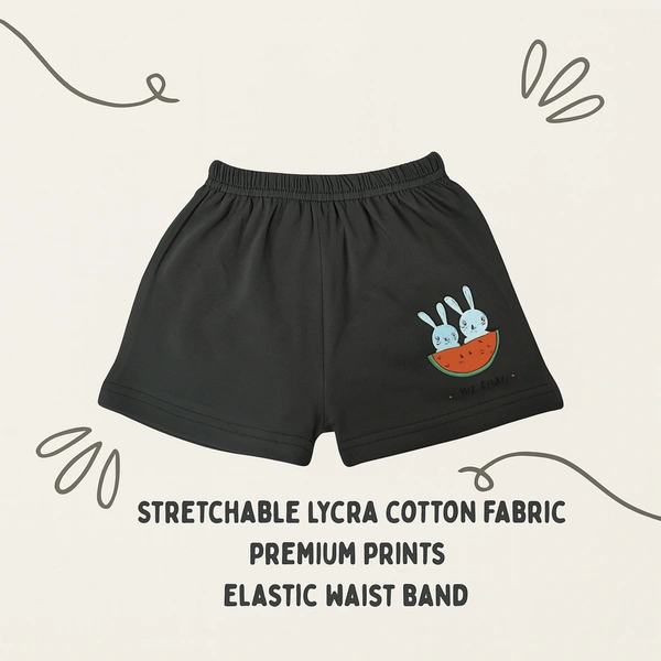 Smurf Finds Organic Cotton Unisex Shorts( Pack of 1pc)| 100% Cotton| Perferct for Babies|Safe Prints| Black | SMST3506 - 9-12 Month, Black