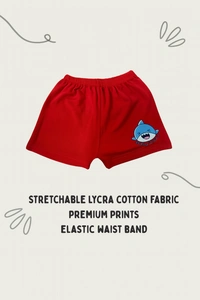 Smurf Finds Organic Cotton Unisex Shorts( Pack of 1pc)| 100% Cotton| Perferct for Babies|Safe Prints| Red | SMST3503 - 2-4 Year, Red