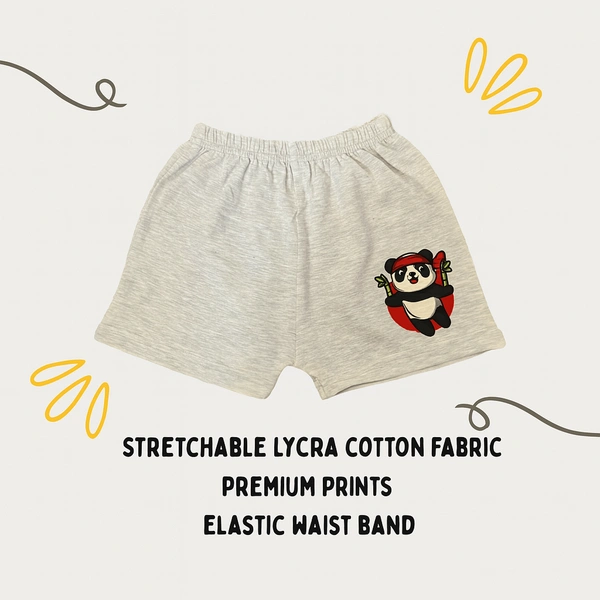 Smurf Finds Organic Cotton Unisex Shorts( Pack of 1pc)| 100% Cotton| Perferct for Babies|Safe Prints| Ash | SMST3502 - 12- 18 Month, Ash